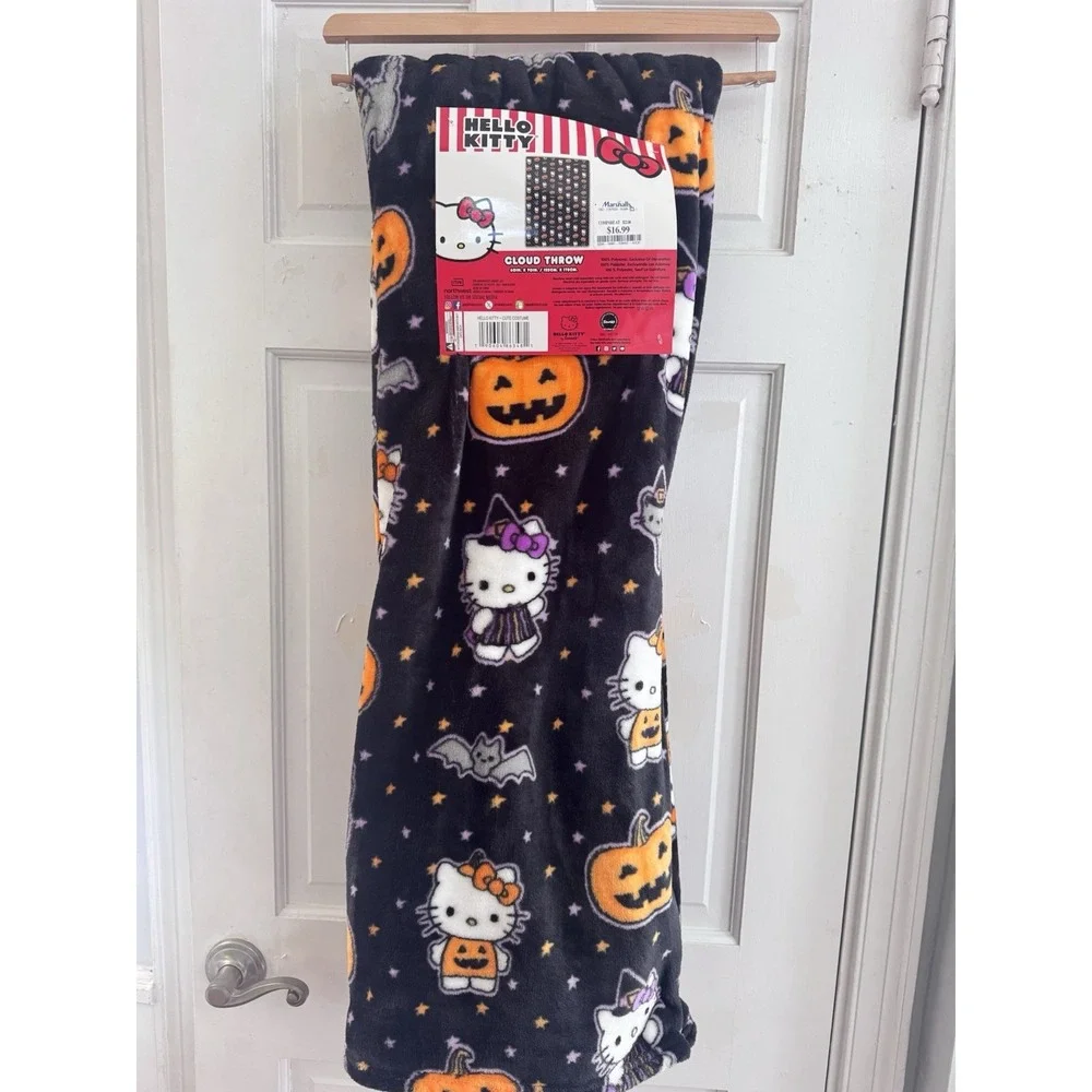 NEW 2024 Hello Kitty Halloween Cloud Throw  Costume Black‎ Blanket 60